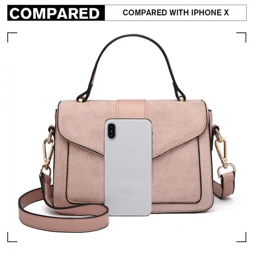 LB6872 - Miss Lulu Matte PU Leather Midi Handbag Cross Body Bag - Pink sold by Beagle Boutique product image thumbnail 5