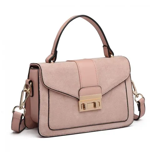 LB6872 - Miss Lulu Matte PU Leather Midi Handbag Cross Body Bag - Pink sold by Beagle Boutique product image thumbnail 2