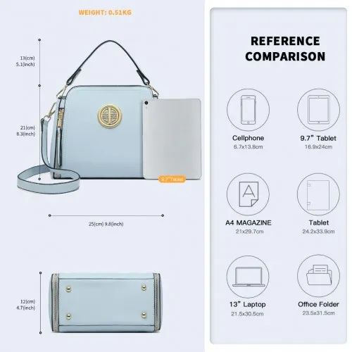 LB2126 - Miss Lulu Leather Look Practical Crossbody Bag - Blue sold by Beagle Boutique product image thumbnail 4