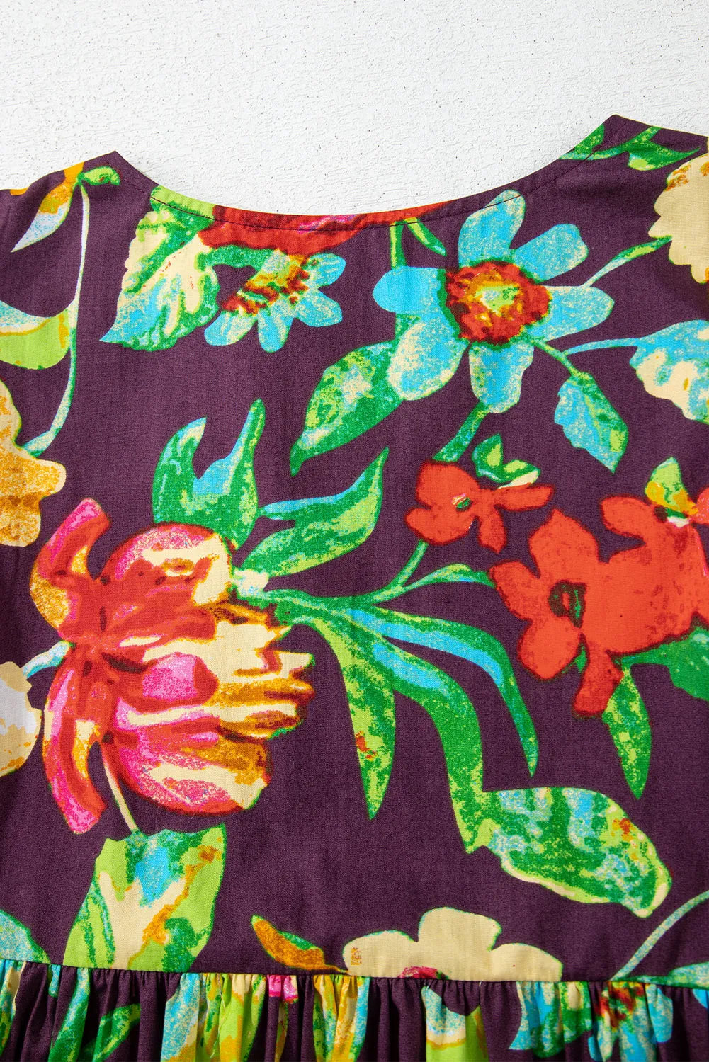 Greyish Purple Rose Flower Embroidered Trim Half Sleeve Blouse sold by Beagle Boutique product image thumbnail 4