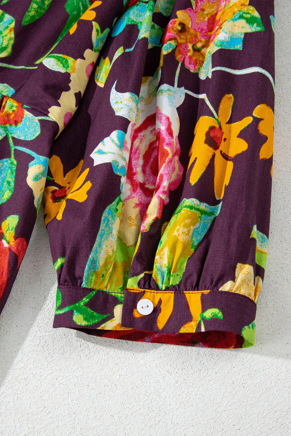Greyish Purple Rose Flower Embroidered Trim Half Sleeve Blouse sold by Beagle Boutique product image thumbnail 5