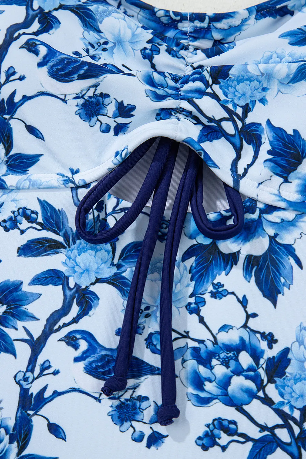 Blue Cutout Ruffled Spaghetti Strap One-Piece Swimwear sold by Beagle Boutique product image thumbnail 5