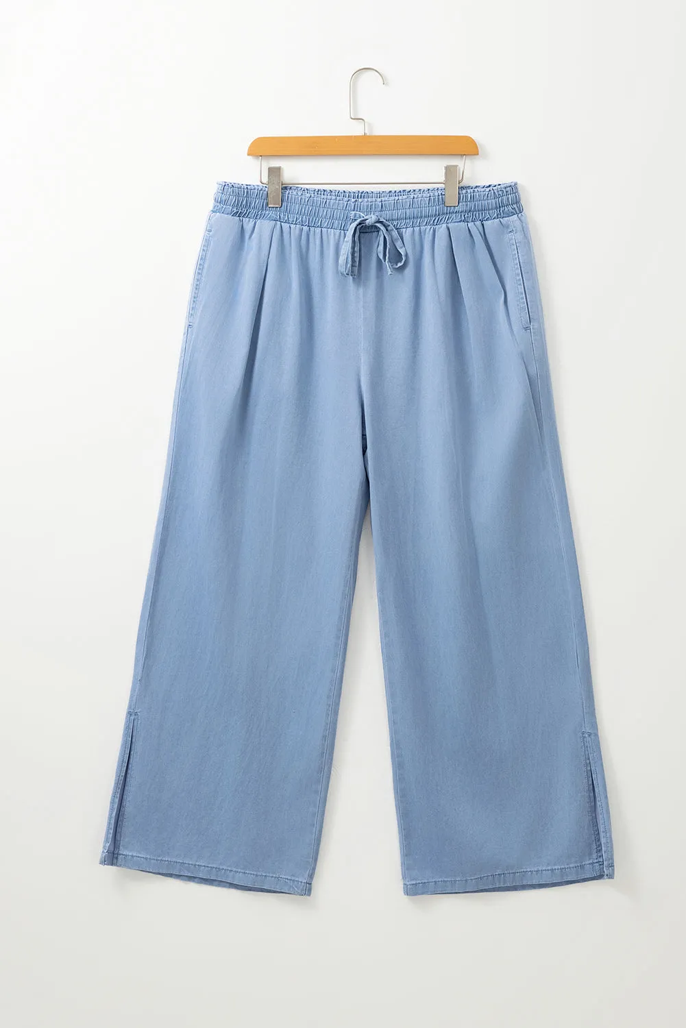 Beau Blue Casual Wide Slit Leg High Waist Loose Plus Size Jeans sold by Beagle Boutique product image thumbnail 4