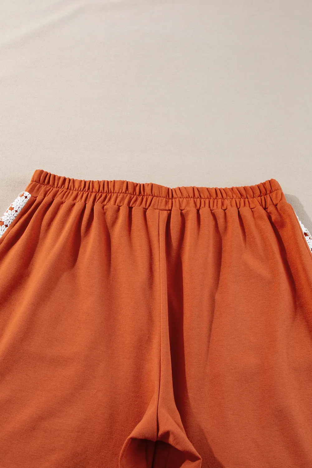Gold Flame Plus Size Floral Crochet Patch Drawstring Wide Leg Trousers sold by Beagle Boutique product image thumbnail 5