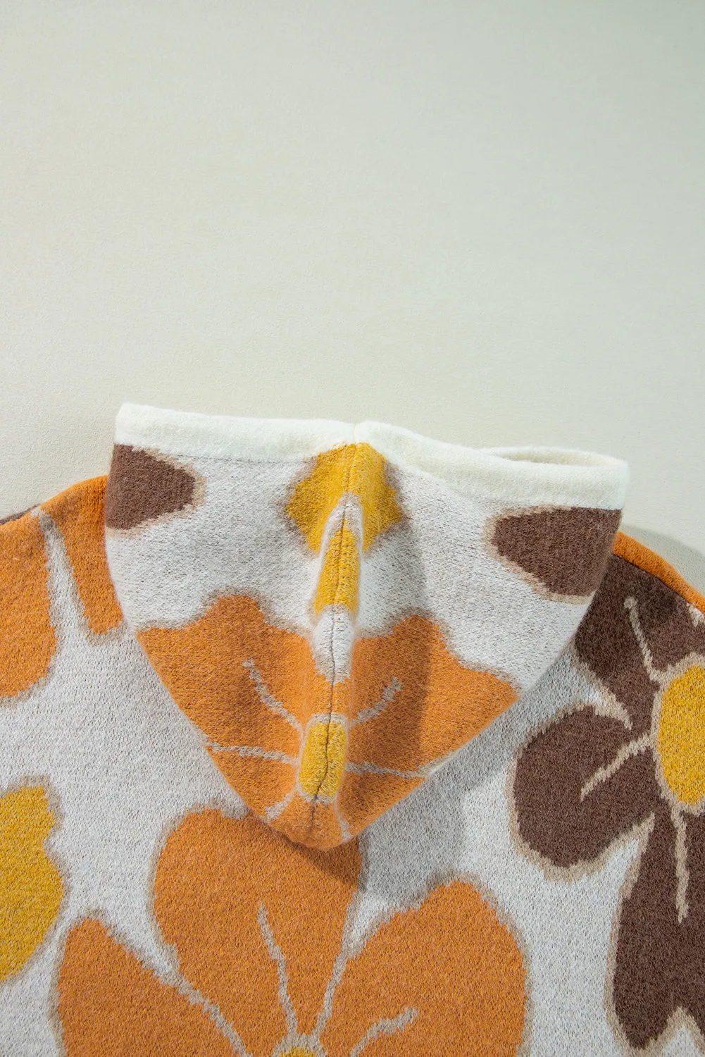 White Large Flower Knitted Drawstring Hooded Plus Size Sweater sold by Beagle Boutique product image thumbnail 5