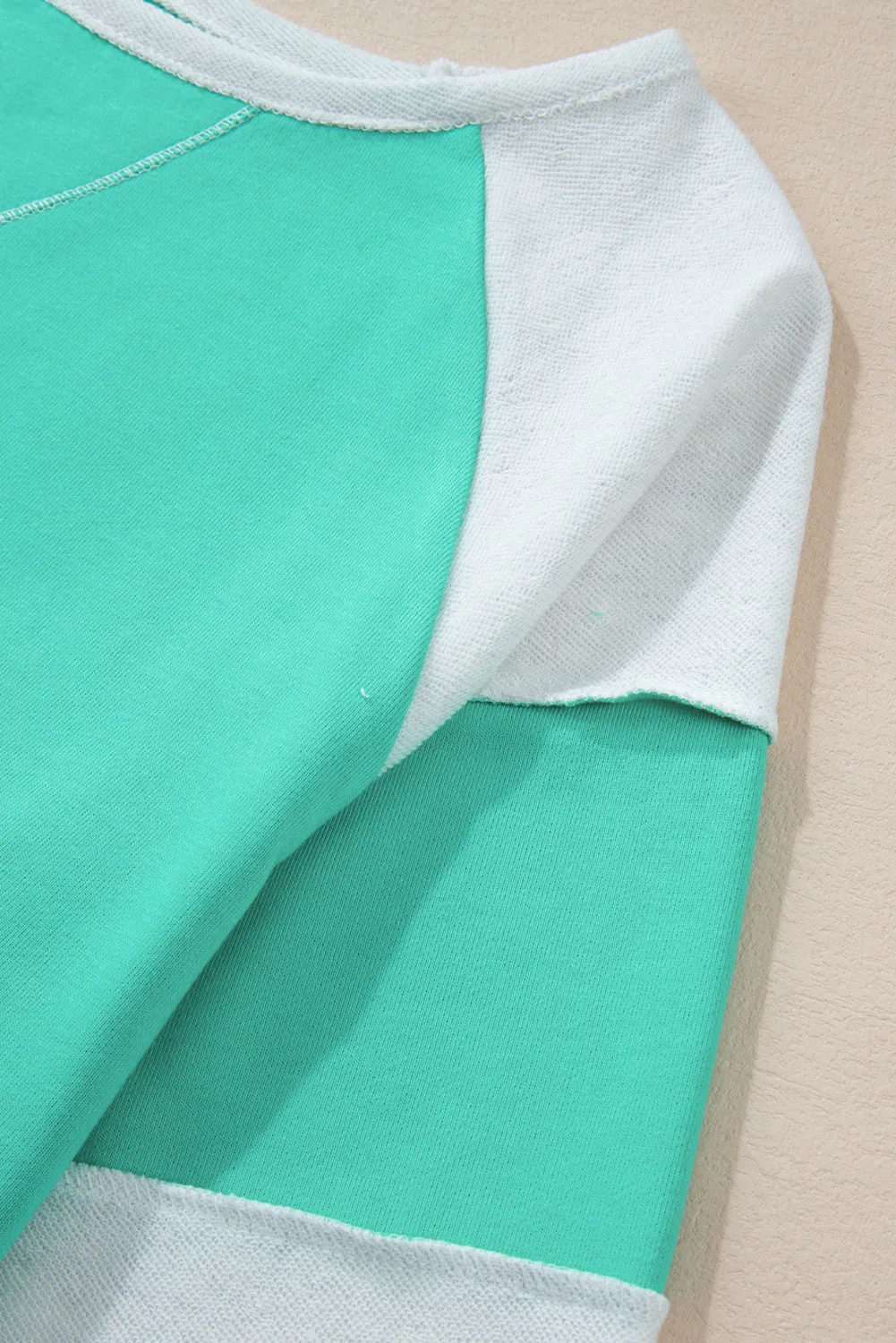 Aruba Blue Colourblock Patchwork Cross Seam Plus Sweatshirt sold by Beagle Boutique product image thumbnail 5