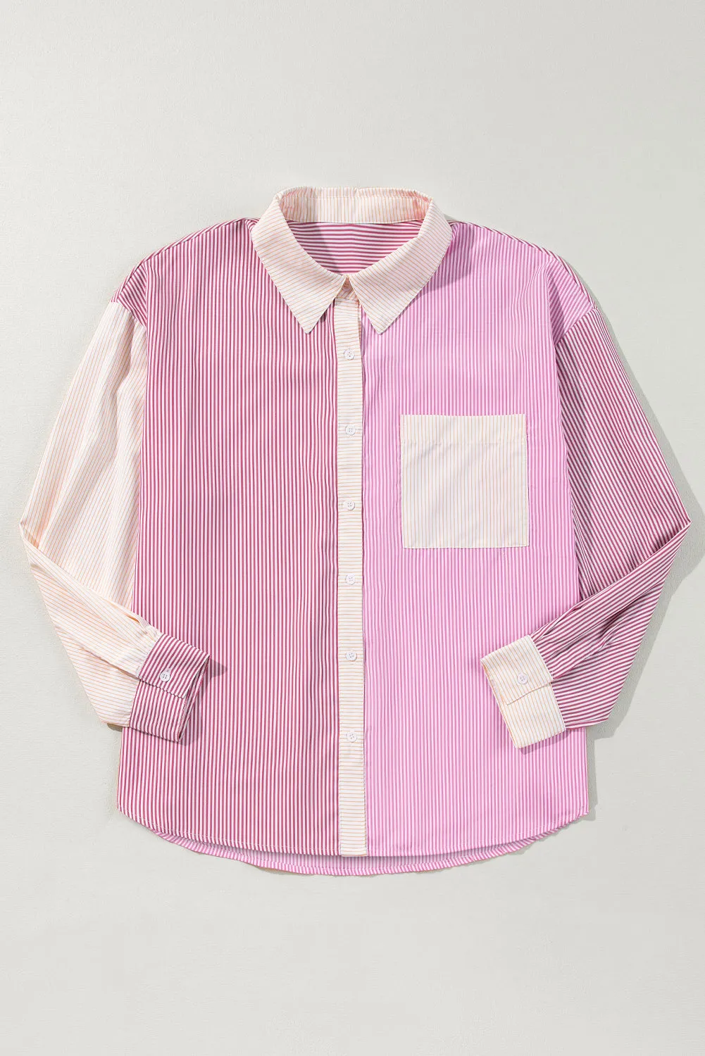 Pink Stripe Print Colourblock Plus Size Shirt sold by Beagle Boutique product image thumbnail 4