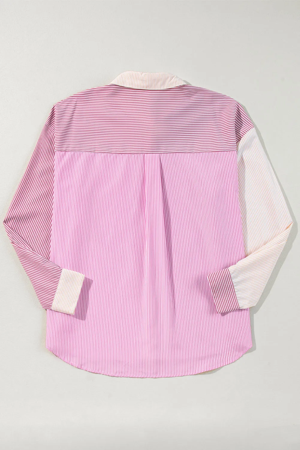 Pink Stripe Print Colourblock Plus Size Shirt sold by Beagle Boutique product image thumbnail 5