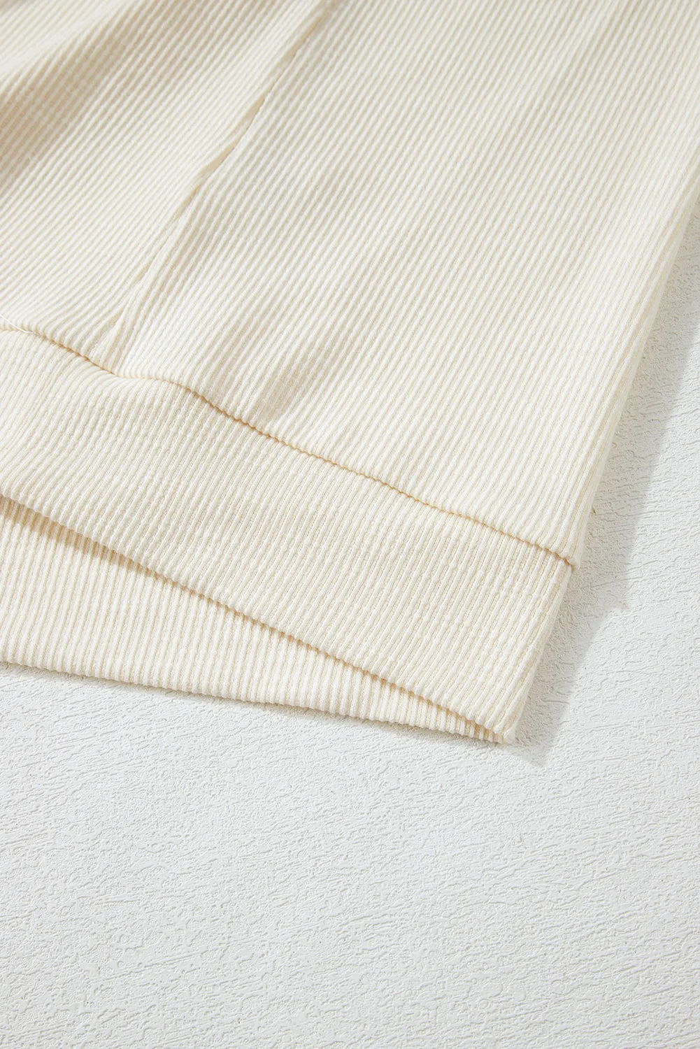 Beige Plus Size Floral Patchwork Ribbed Puff Sleeve Top sold by Beagle Boutique product image thumbnail 5