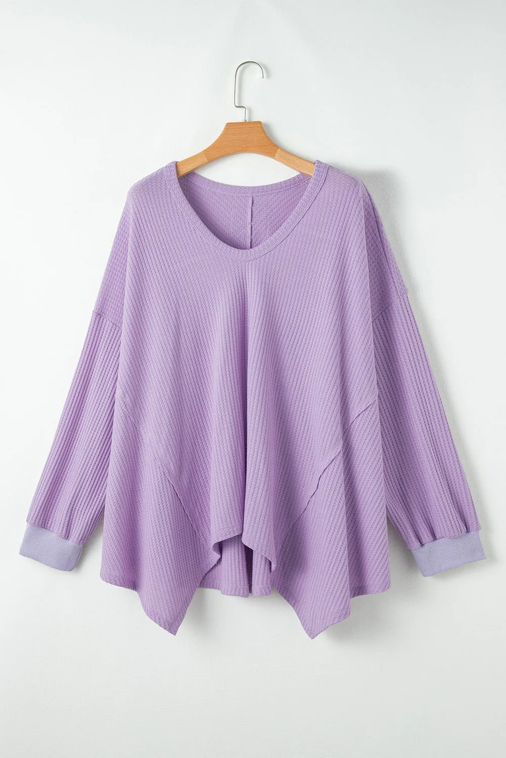 Orchid Petal Plus Size Waffle Knit Exposed Seam Flowy Top sold by Beagle Boutique product image thumbnail 4