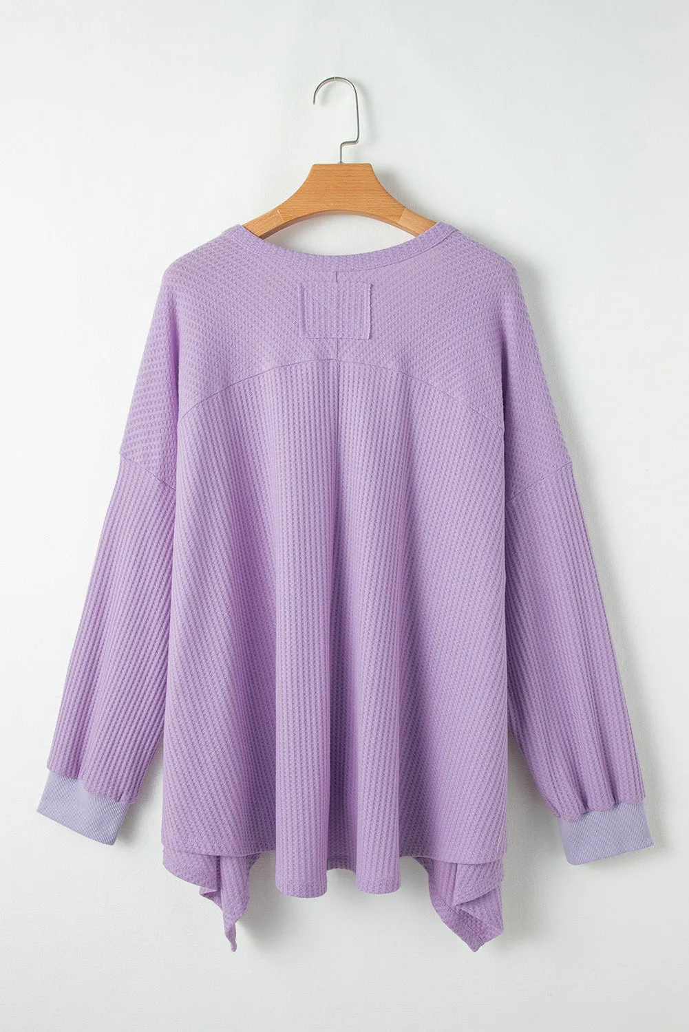 Orchid Petal Plus Size Waffle Knit Exposed Seam Flowy Top sold by Beagle Boutique product image thumbnail 5