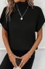 Light Grey Turtleneck Textured Short Sleeve Sweater sold by Beagle Boutique