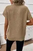 Light Grey Turtleneck Textured Short Sleeve Sweater sold by Beagle Boutique