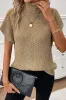 Light Grey Turtleneck Textured Short Sleeve Sweater sold by Beagle Boutique