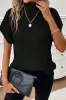Light Grey Turtleneck Textured Short Sleeve Sweater sold by Beagle Boutique