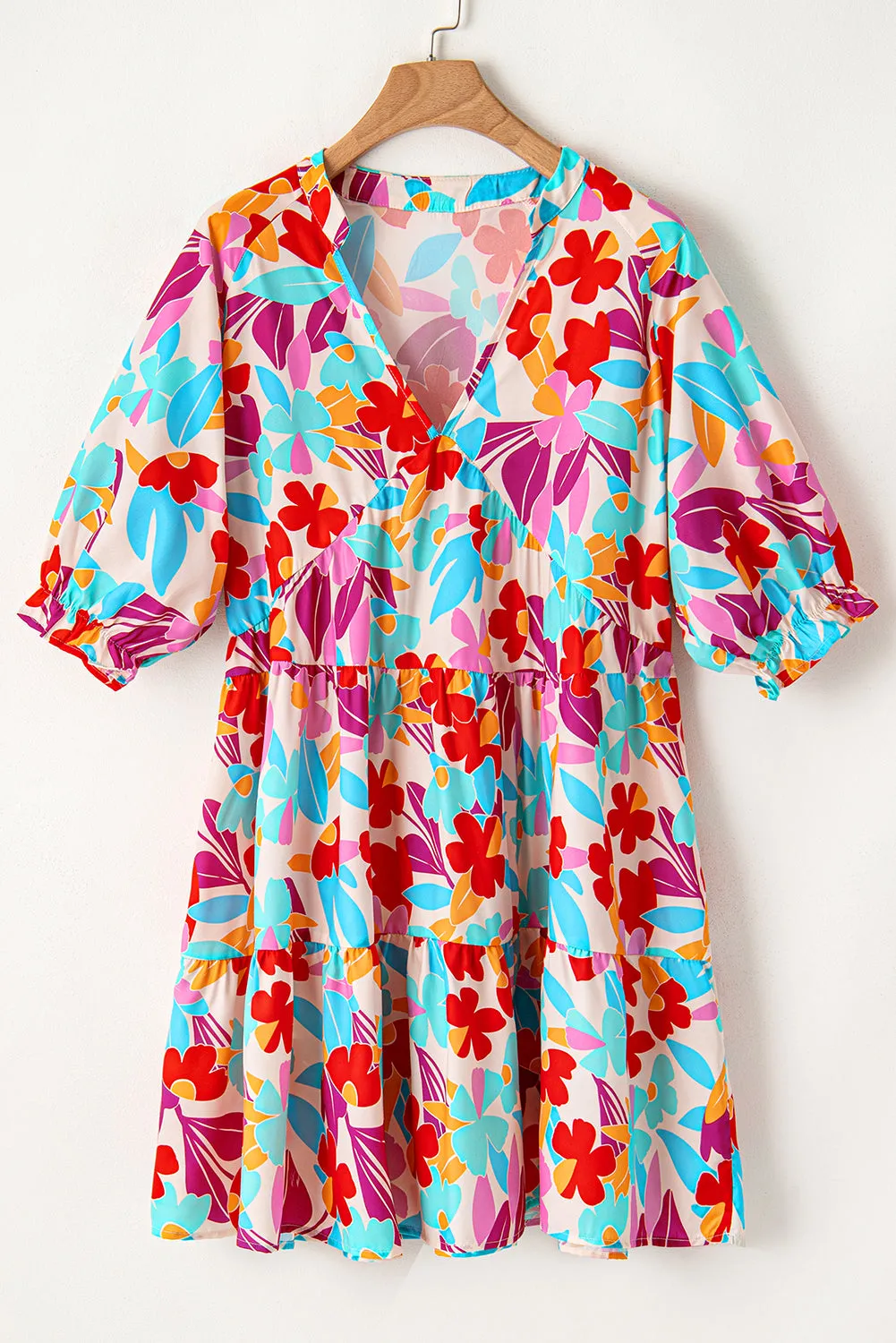 Multicolour Floral Tiered V Neck Plus Dress sold by Beagle Boutique product image thumbnail 5