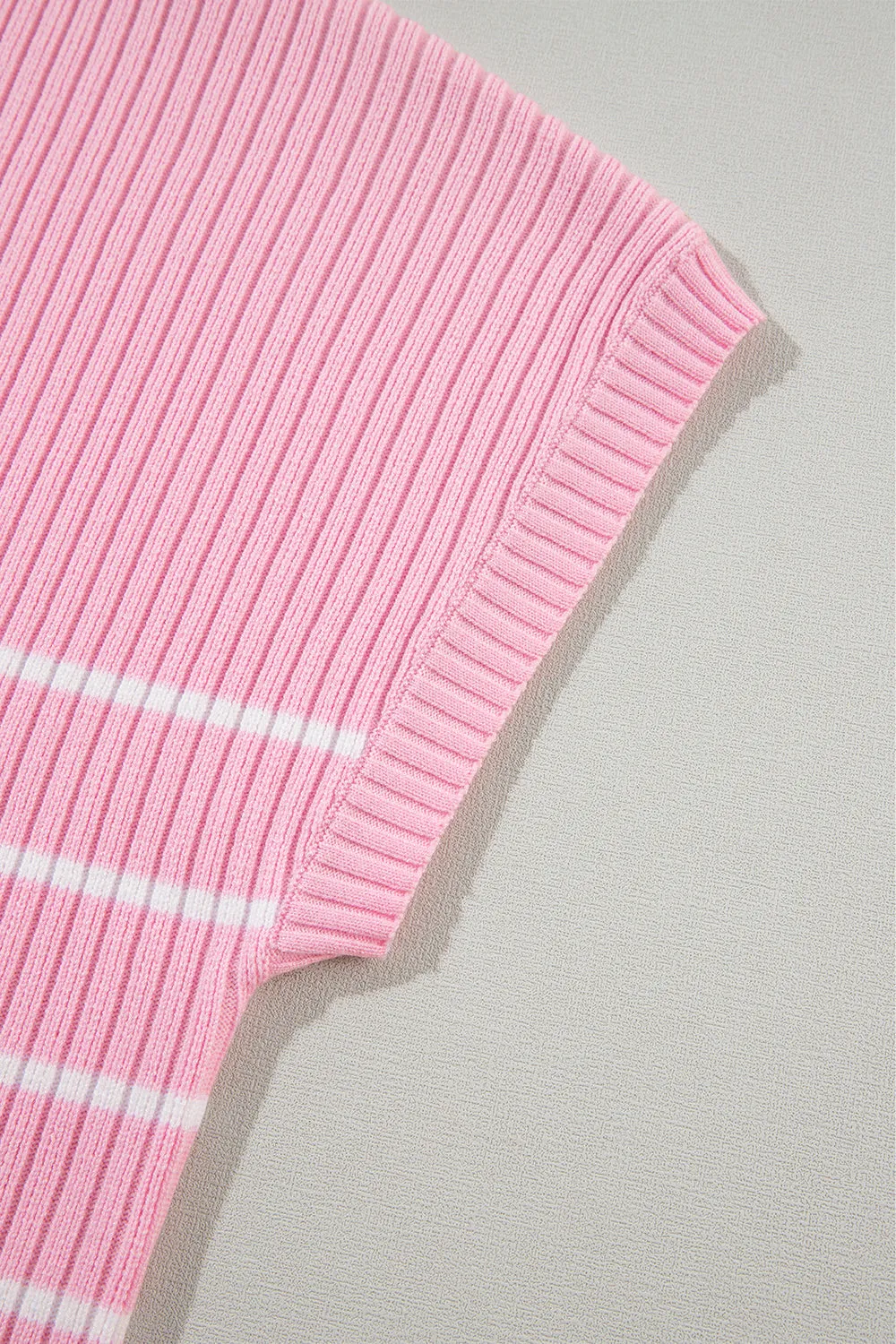 Pink Stripe Ribbed Loose Plus T Shirt sold by Beagle Boutique product image thumbnail 5
