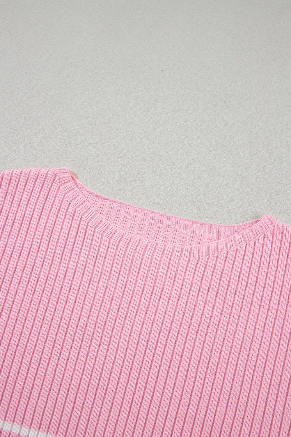 Pink Stripe Ribbed Loose Plus T Shirt sold by Beagle Boutique product image thumbnail 4