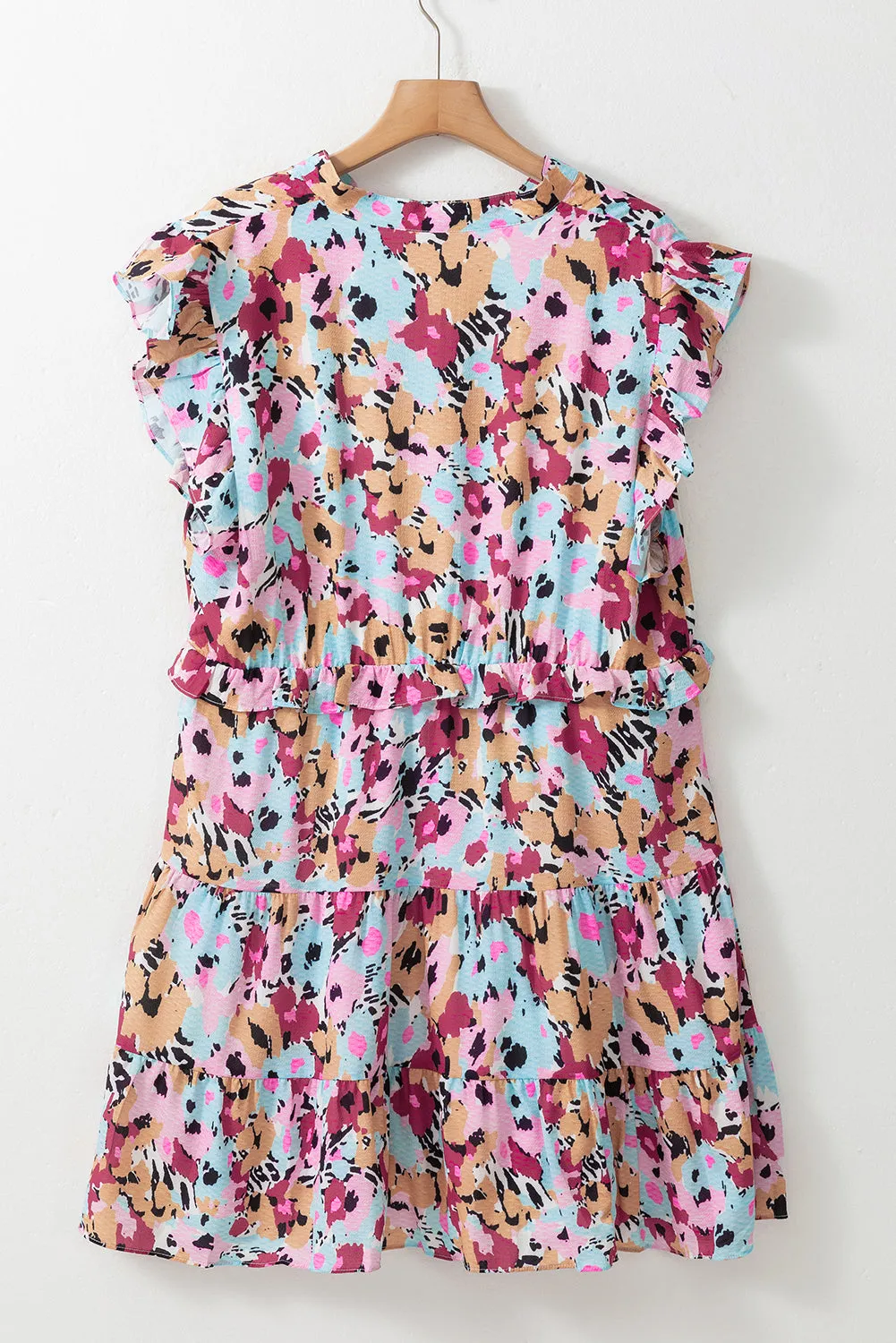 Red Floral Ruffled Cap Sleeve Plus Size Mini Dress sold by Beagle Boutique product image thumbnail 5