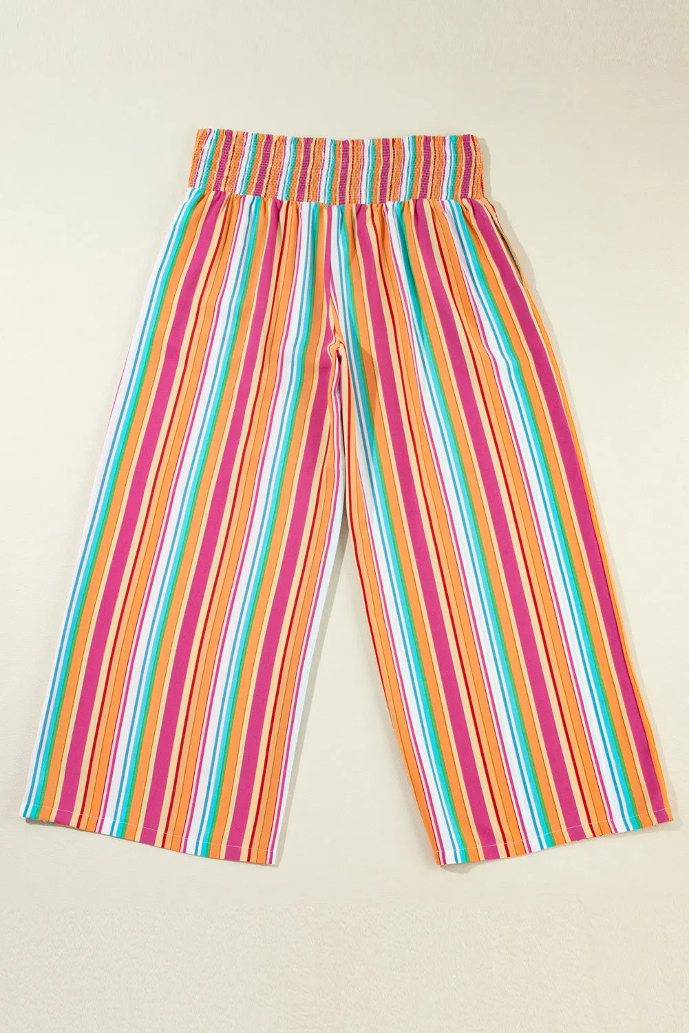 Orange Stripe Plus Size Boho Smocked Waist Loose Trousers sold by Beagle Boutique product image thumbnail 5
