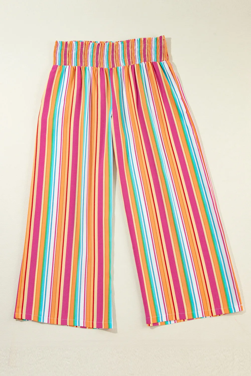 Orange Stripe Plus Size Boho Smocked Waist Loose Trousers sold by Beagle Boutique product image thumbnail 4