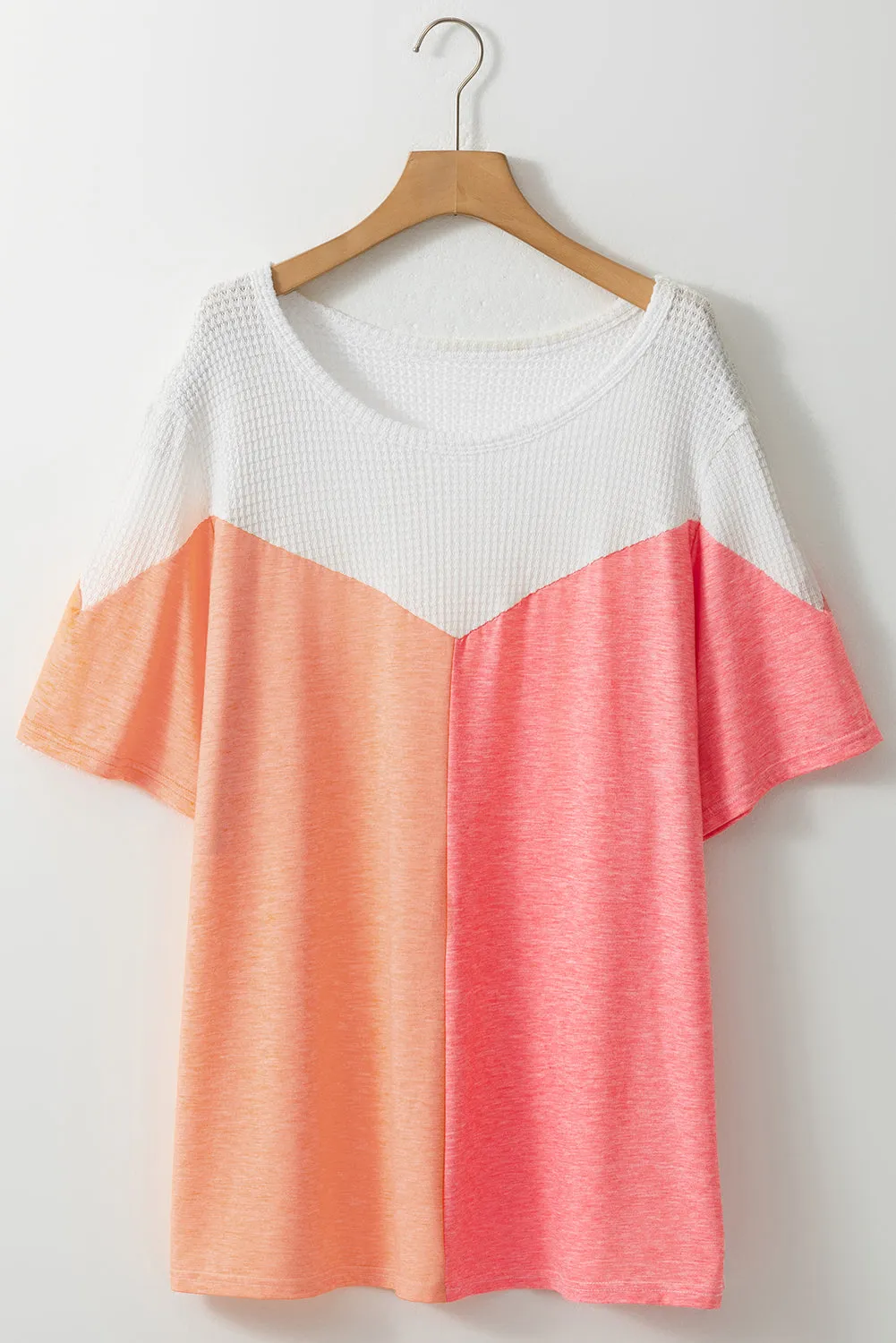 White Plus Size Colourblock Waffle Knit Tee sold by Beagle Boutique product image thumbnail 4