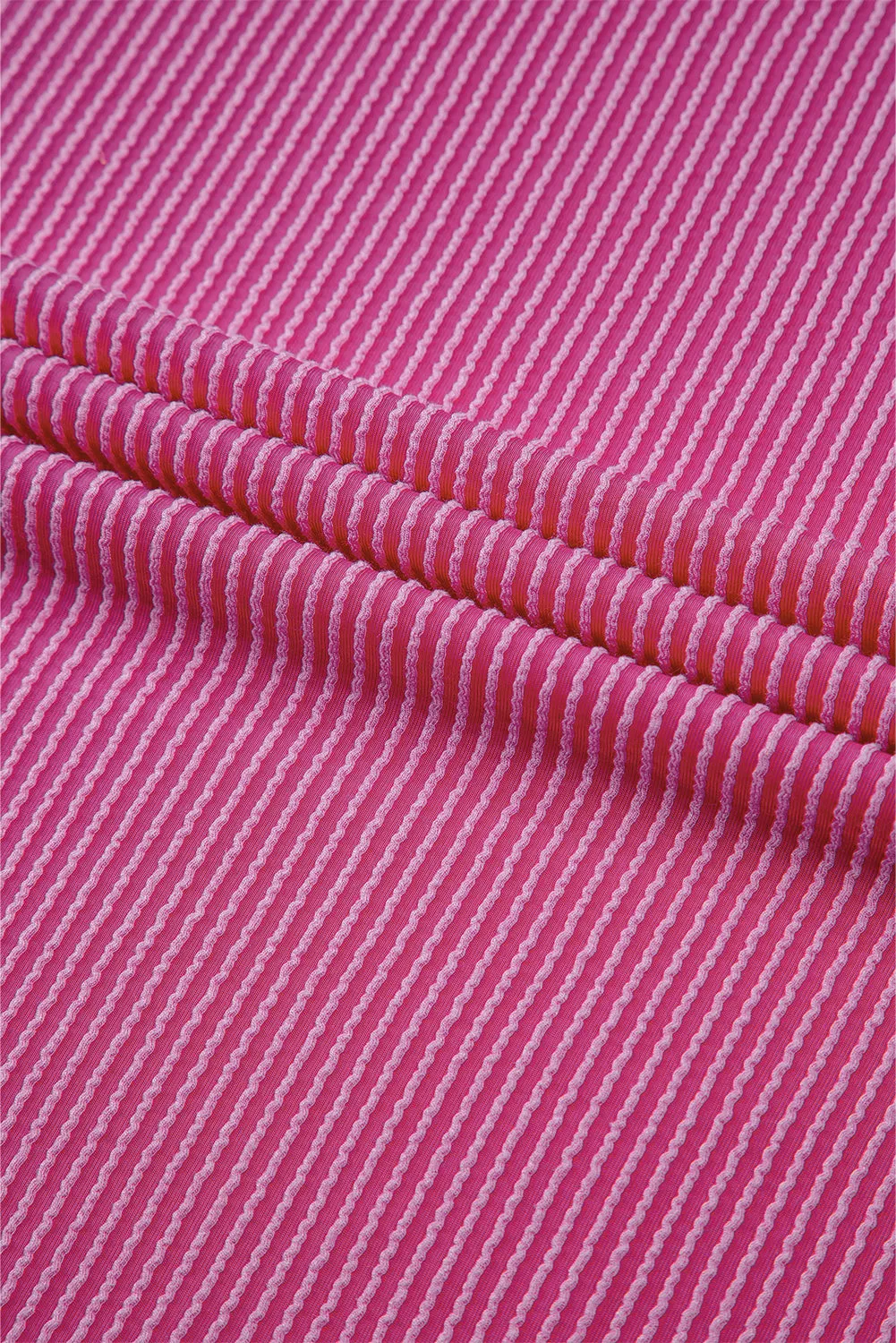 Bright Pink Textured Knit Contrast Trim Plus Shorts Set sold by Beagle Boutique product image thumbnail 4