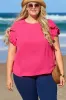 Bright Pink Ruffled Short Sleeve Plus Size Top sold by Beagle Boutique