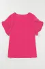 Bright Pink Ruffled Short Sleeve Plus Size Top sold by Beagle Boutique
