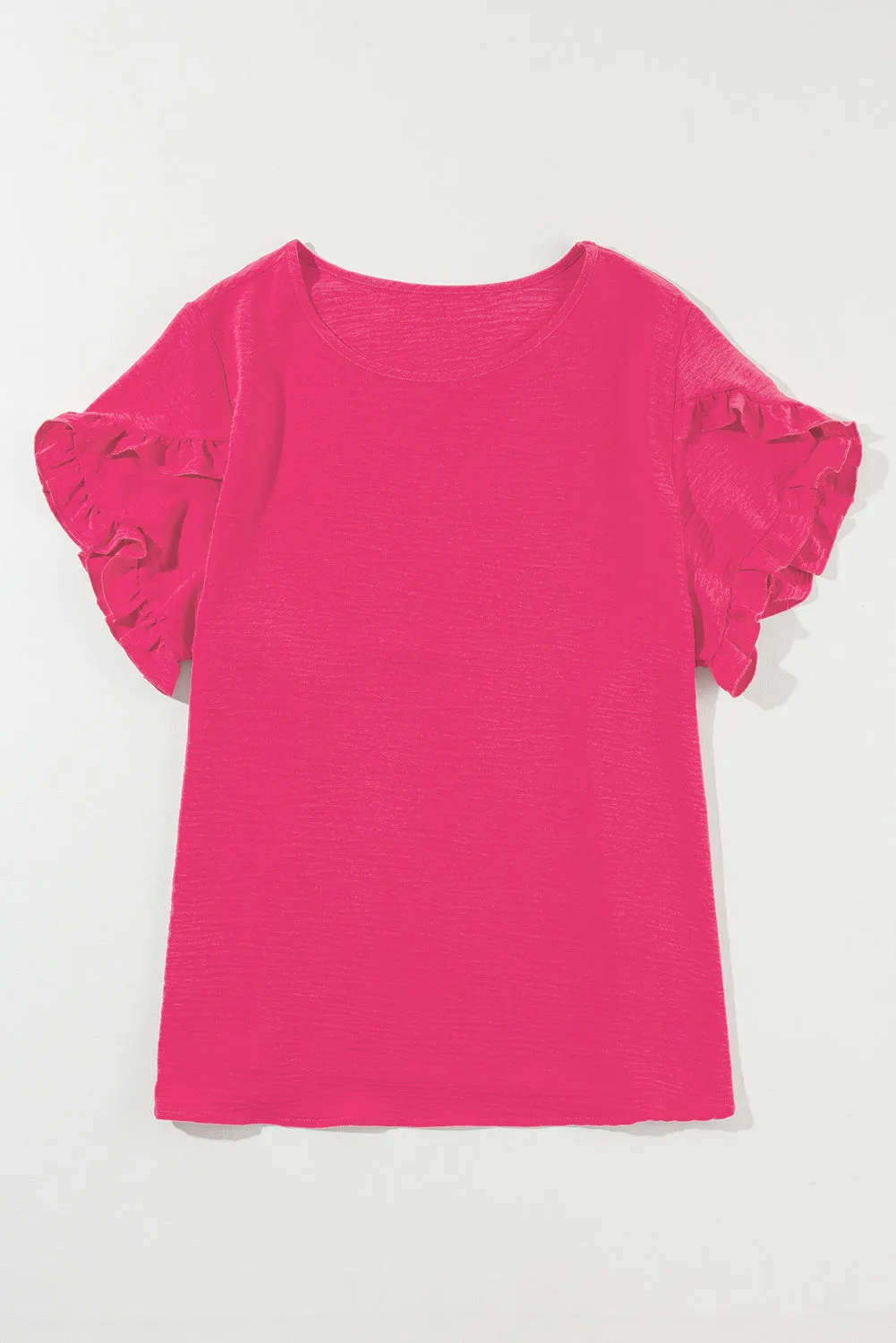 Bright Pink Ruffled Short Sleeve Plus Size Top sold by Beagle Boutique product image thumbnail 4