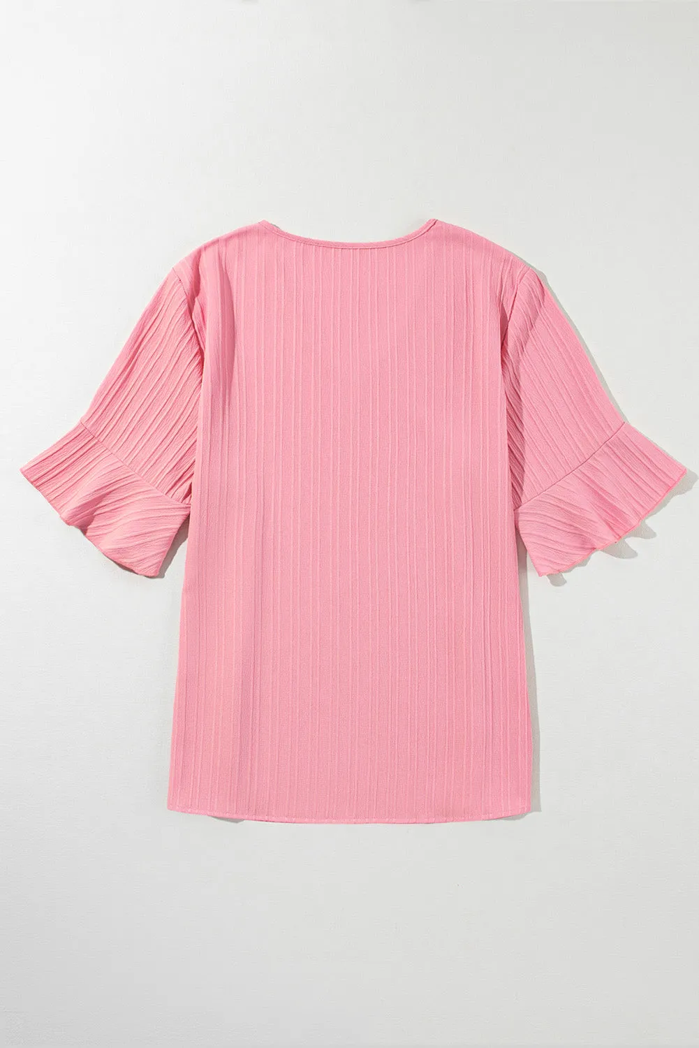 Peach Blossom Ruffled Half Sleeve V Neck Textured Plus Top sold by Beagle Boutique product image thumbnail 5