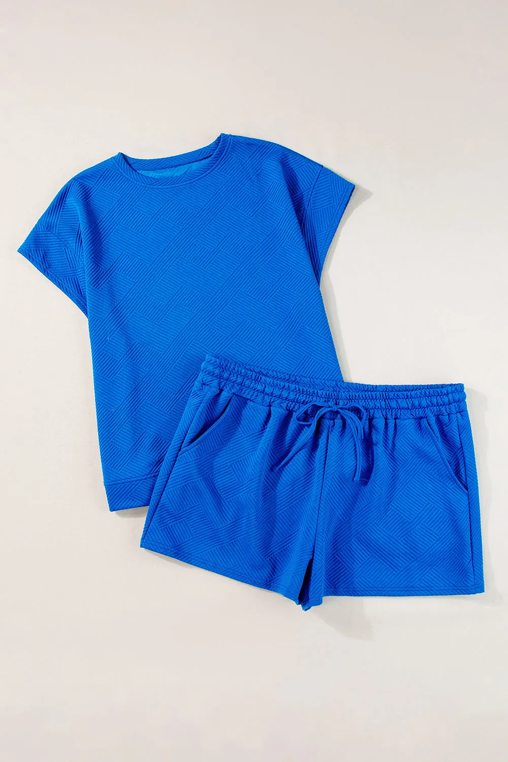 Dark Blue Plus Size Fashion Textured Short 2pcs Outfit sold by Beagle Boutique product image thumbnail 4