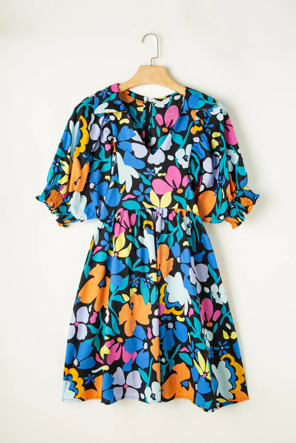 Blue Split Neck Collared Plus Floral Dress sold by Beagle Boutique product image thumbnail 4