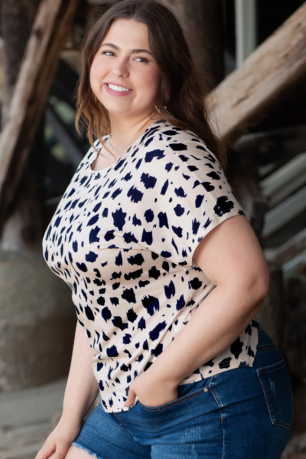Khaki Leopard Print Twist Open Back Plus Size Top sold by Beagle Boutique product image thumbnail 3