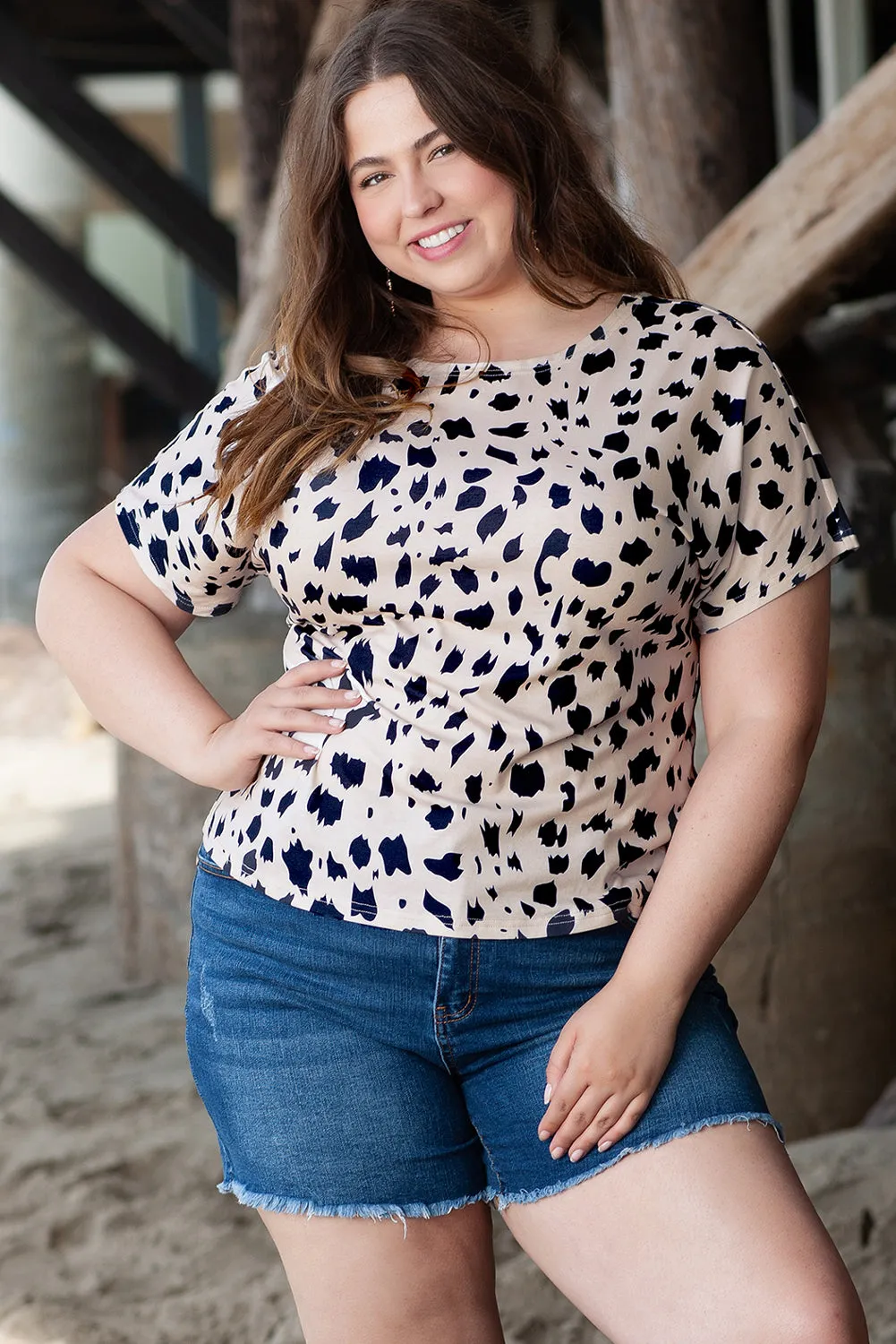 Khaki Leopard Print Twist Open Back Plus Size Top sold by Beagle Boutique