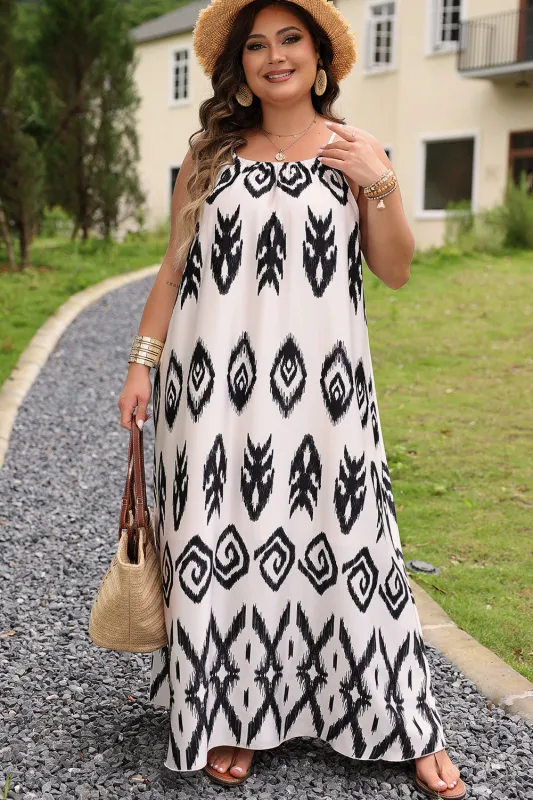 Black Plus Size Western Print Halter Maxi Dress sold by Beagle Boutique