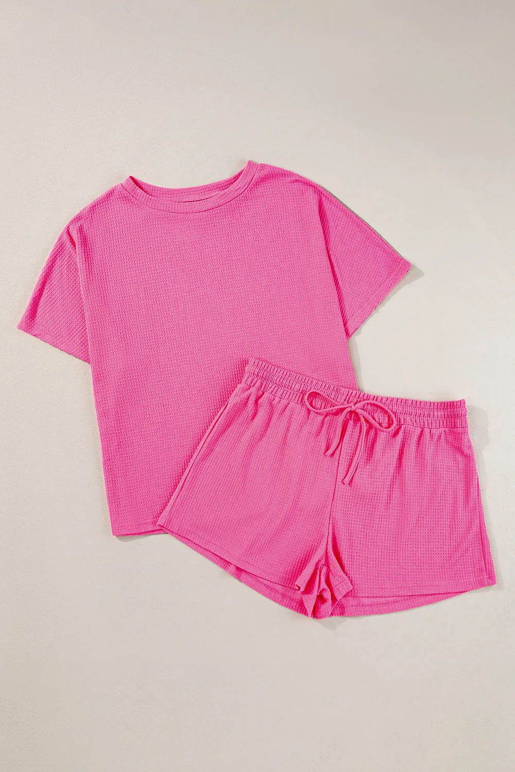 Rose Red Solid Waffle Knit Plus Size Two Piece Set sold by Beagle Boutique product image thumbnail 4