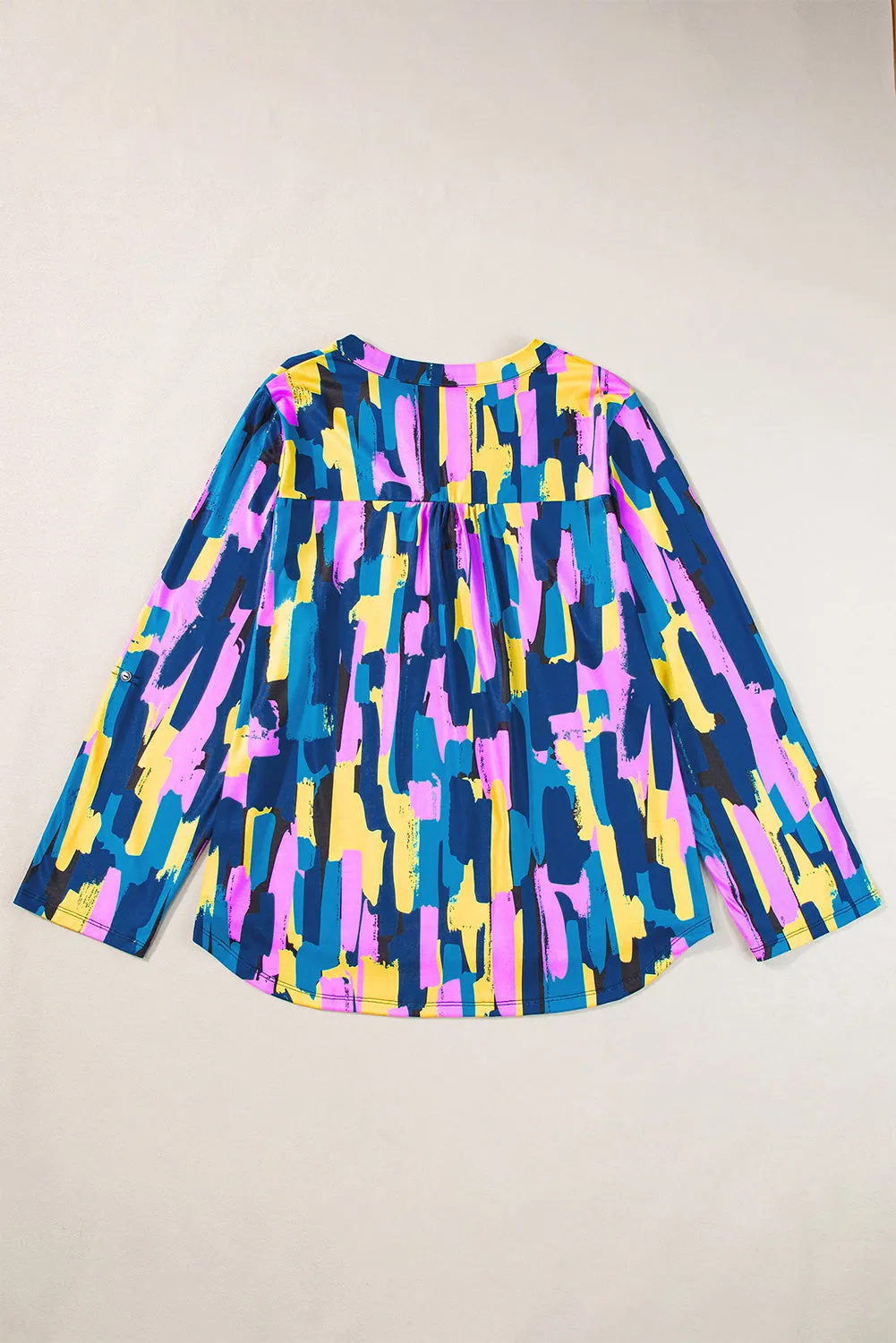 Blue Plus Size Brushstroke Print 3/4 Sleeve Blouse sold by Beagle Boutique product image thumbnail 5