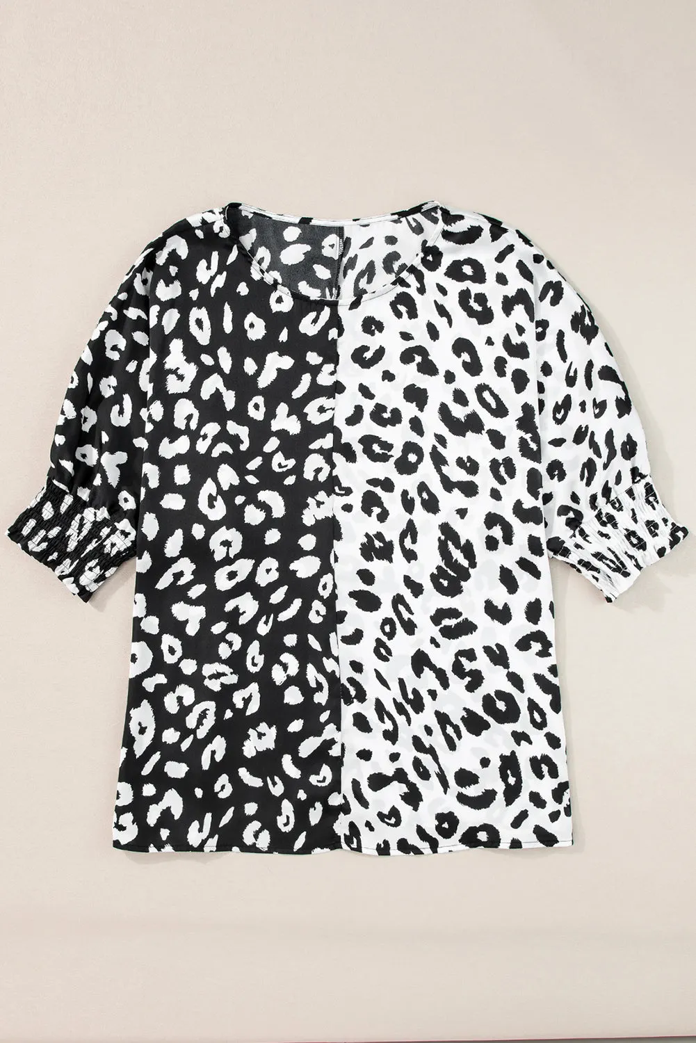 Black Plus Size Contrast Leopard Half Sleeve Blouse sold by Beagle Boutique product image thumbnail 4