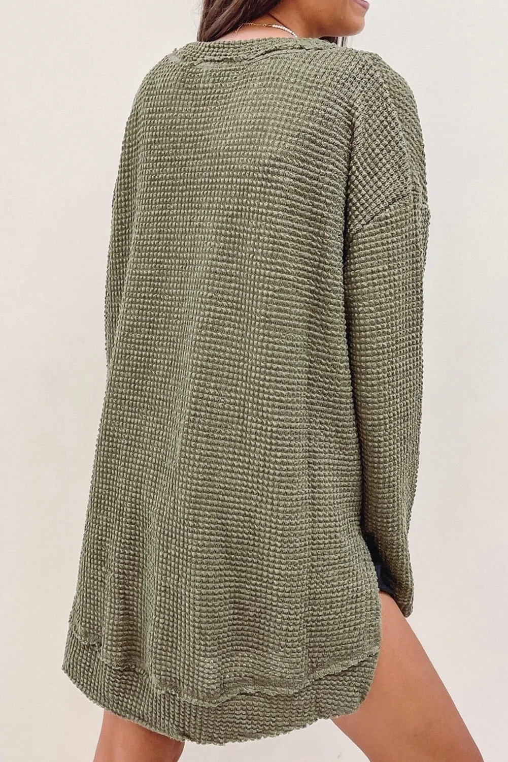 Moss Green Plus Size Textured Knit Long Sleeve Top sold by Beagle Boutique product image thumbnail 2