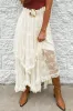 Beige Lace Cascading Tiered High Waist Maxi Skirt sold by Beagle Boutique