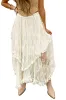 Beige Lace Cascading Tiered High Waist Maxi Skirt sold by Beagle Boutique