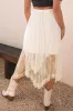 Beige Lace Cascading Tiered High Waist Maxi Skirt sold by Beagle Boutique