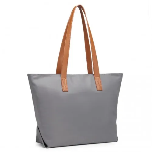 LH2240 - Miss Lulu Casual Waterproof Shopping Tote Bag - Grey sold by Beagle Boutique