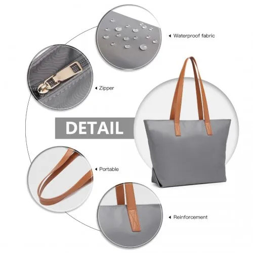 LH2240 - Miss Lulu Casual Waterproof Shopping Tote Bag - Grey sold by Beagle Boutique product image thumbnail 5