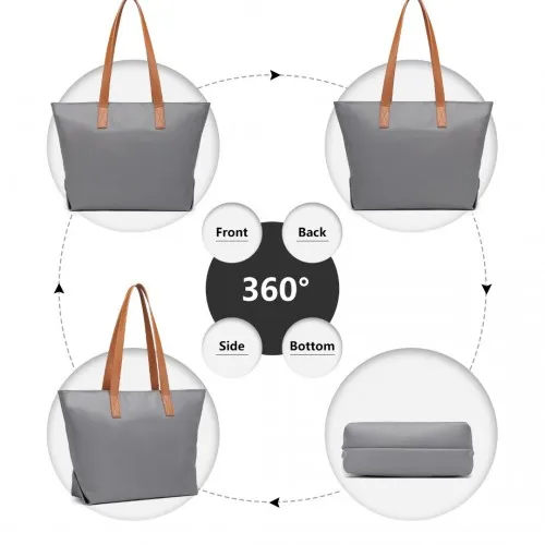 LH2240 - Miss Lulu Casual Waterproof Shopping Tote Bag - Grey sold by Beagle Boutique product image thumbnail 3