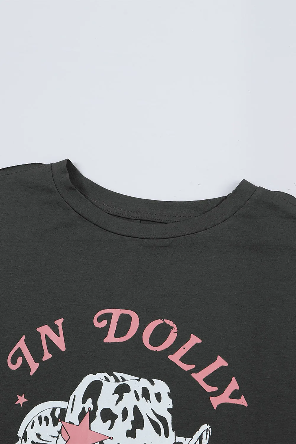 Gray WE TRUST IN DOLLY Western Fashion Graphic Tee sold by Beagle Boutique product image thumbnail 4