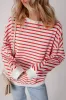 Orange Stripe Drop Shoulder Crew Neck Loose Sweatshirt sold by Beagle Boutique