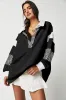 Black Striped Colorblock Patchwork Collar Sweatshirt sold by Beagle Boutique