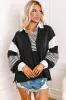 Black Striped Colorblock Patchwork Collar Sweatshirt sold by Beagle Boutique